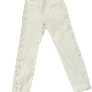 Womens soft surroundings White Pull On Jeans Lace Side Detail Small Petite‎